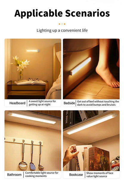 Luz LED com Sensor de Movimento USB Recarregável – Iluminação Sem Fio
