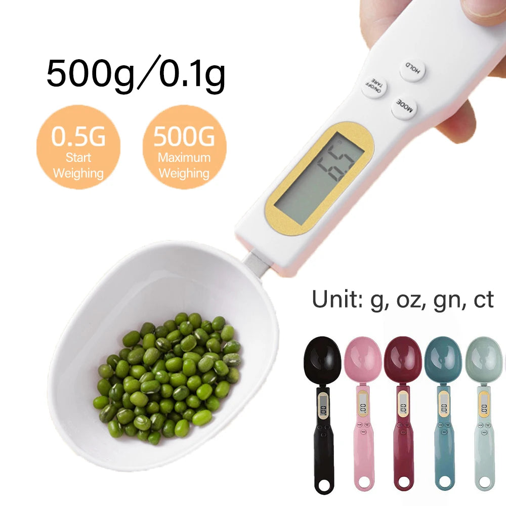 Colher Medidora Digital com Tela LCD — Balança de Cozinha 500g/0,1g