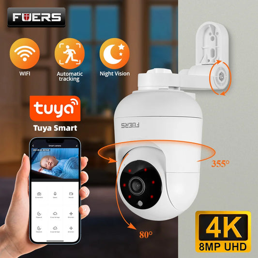 Camera WiFi Inteligente com Suporte Ajustável 4K 8MP  –  Rastreamento AI e Armazenamento de Até 128GB