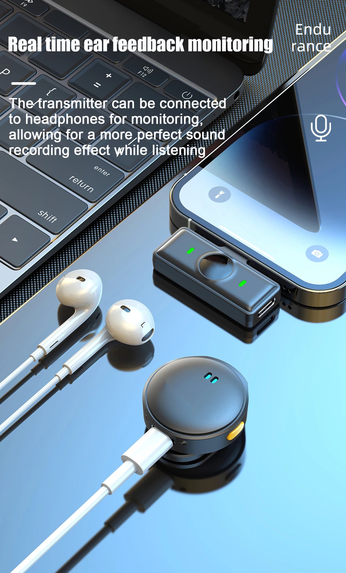 Microfone com Clip Magnético Sem Fio  – Plug and Play com Estojo de Carregamento