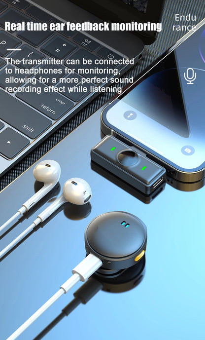 Microfone com Clip Magnético Sem Fio  – Plug and Play com Estojo de Carregamento