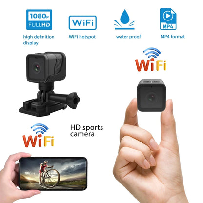 Mini Câmera Esportiva Portátil 1080P HD com Wi-Fi e Suporte à Prova d'Água