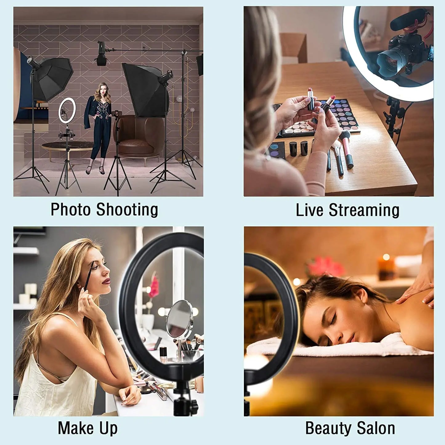 Anel de Luz LED para Selfie – Iluminação Fotográfica com Suporte para Celular e Tripé