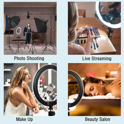 Anel de Luz LED para Selfie – Iluminação Fotográfica com Suporte para Celular e Tripé