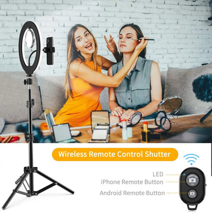 Anel de Luz LED para Selfie – Iluminação Fotográfica com Suporte para Celular e Tripé