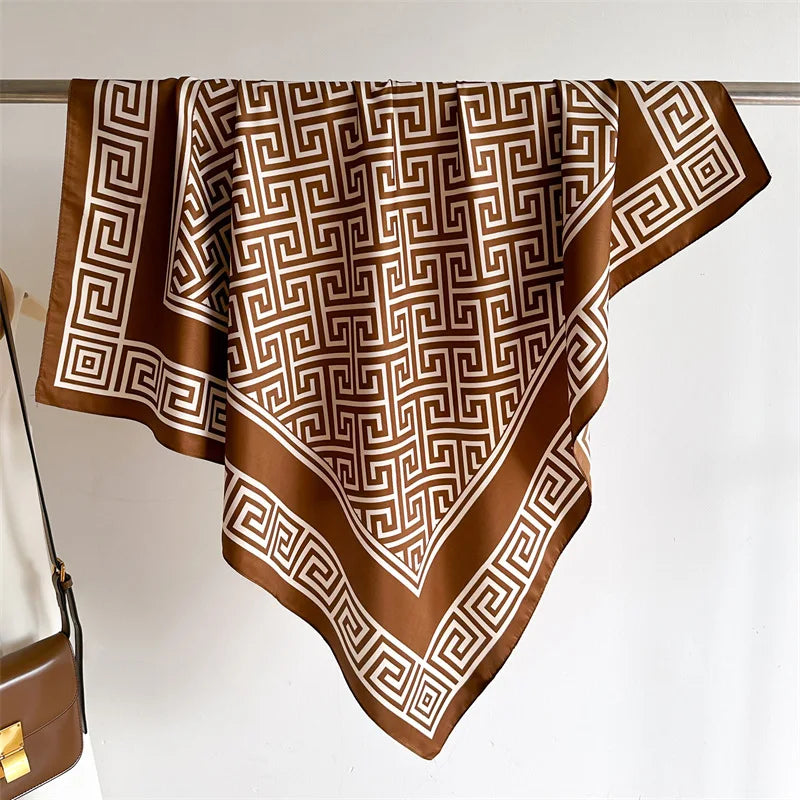 Lenço Feminino Luxo Estampa Elegante – 90x90cm em Cetim