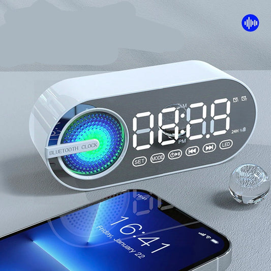 Relógio Despertador Espelho Caixa de Som Bluetooth