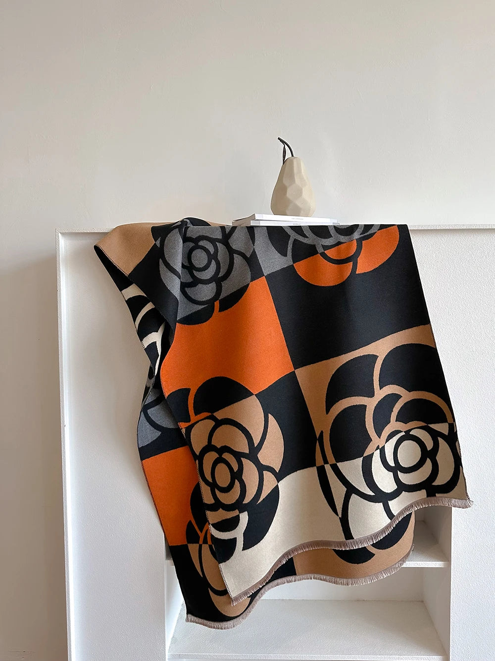 Cachecol Feminino Luxo Floral – Estilo Pashmina Toque de Cashmere 185x65cm