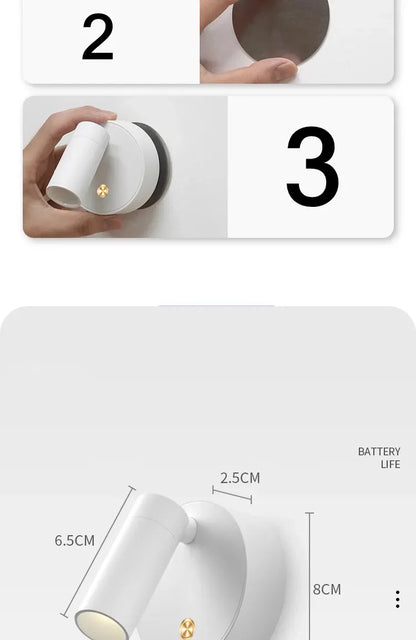 Luminária de Parede LED USB Recarregável