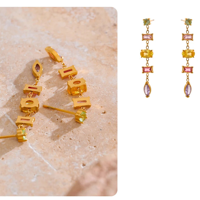 Brincos com Zircônias Coloridas