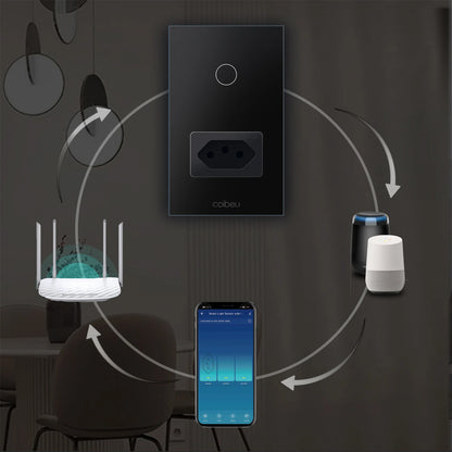 Interruptor Tomada inteligente touch wi fi com Neutro