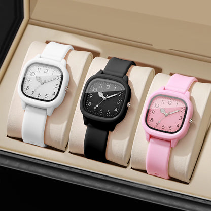 Kit com 3 Relógios  Quartz com Pulseira de Silicone