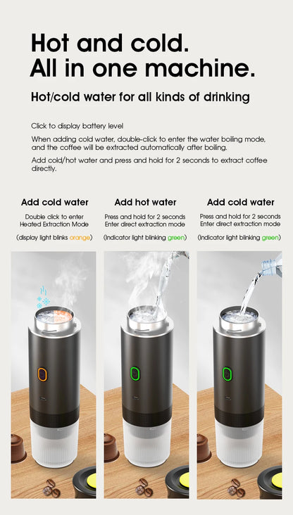 Cafeteira Portátil USB café moído ou  cápsulas