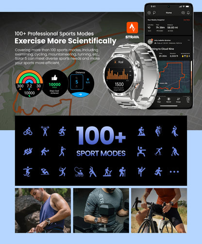 Smartwatch Solar 5 com Chamadas Bluetooth