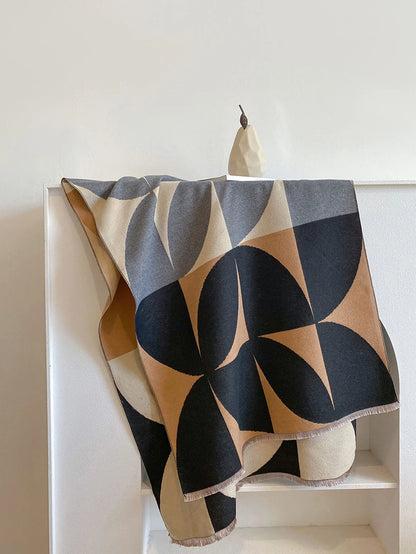 Cachecol Feminino Luxo – Dupla Face com Estampa Geométrica | Toque de Cashmere