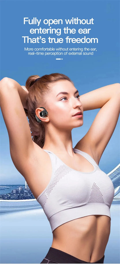 Bone Conduction Headphones Bluetooth Wireless Headphones with Mic Noise Cancelling and Handsfree
