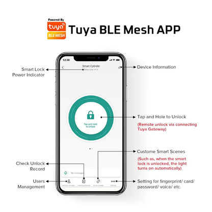 Fechadura Eletrônica Inteligente  – Impressão Digital, Controle por App e BLE, Desbloqueio Remoto