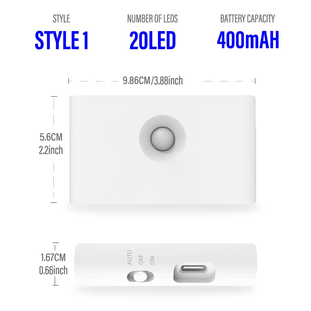 Luz Noturna LED por Indução – Sem Fio, Recarregável via USB