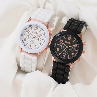 Kit de 2 Relógios Quartz com Pulseira de Silicone