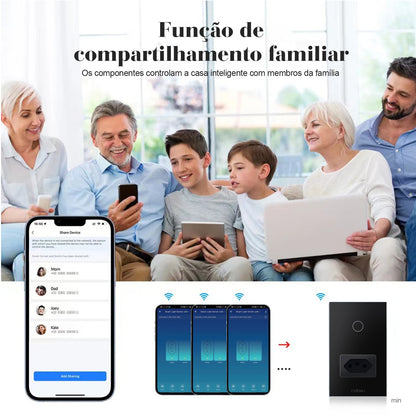Interruptor Tomada inteligente touch wi fi com Neutro