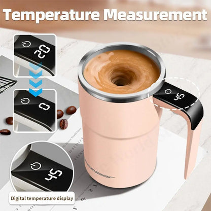 Rechargeable Automatic Blender Cup – Stainless Steel, Magnetic Rotation, Ideal for Coffee and Beverages