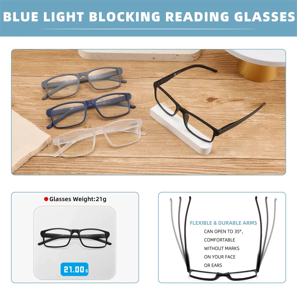 Óculos de Leitura Lupa  com Filtro Luz Azul  Leve com Mola nas Hastes