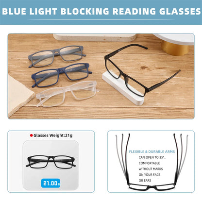 Óculos de Leitura Lupa  com Filtro Luz Azul  Leve com Mola nas Hastes