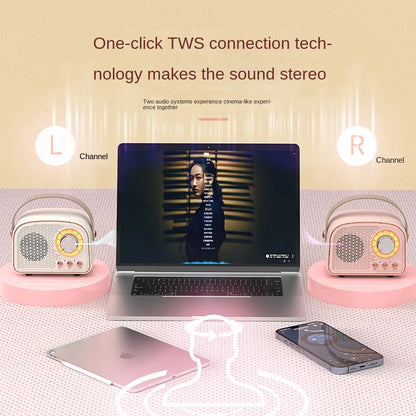 Caixa de Som Bluetooth Portátil - Som Estéreo Retro com Função FM