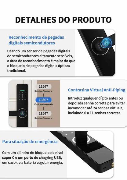Fechadura Digital WIFI Eletrônica desbloqueio remoto impressão digital