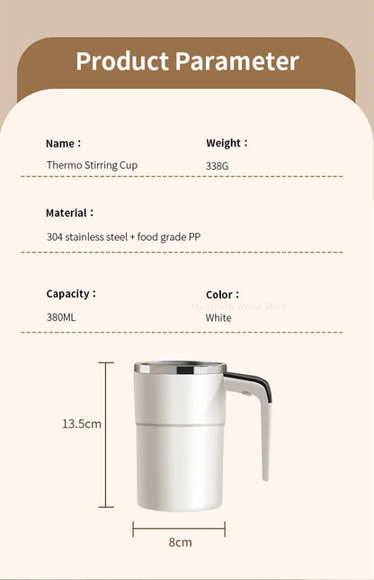 Rechargeable Automatic Blender Cup – Stainless Steel, Magnetic Rotation, Ideal for Coffee and Beverages