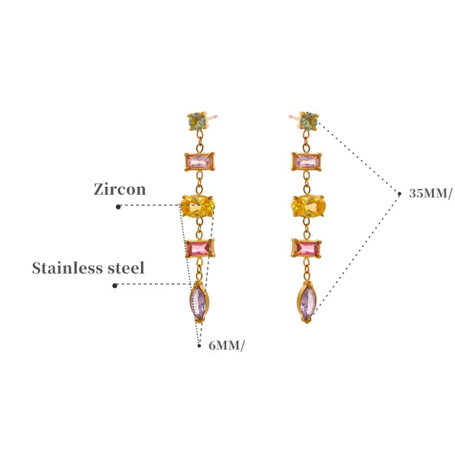 Brincos com Zircônias Coloridas