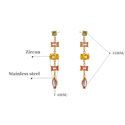 Brincos com Zircônias Coloridas