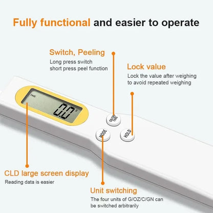 Colher Medidora Digital com Tela LCD — Balança de Cozinha 500g/0,1g