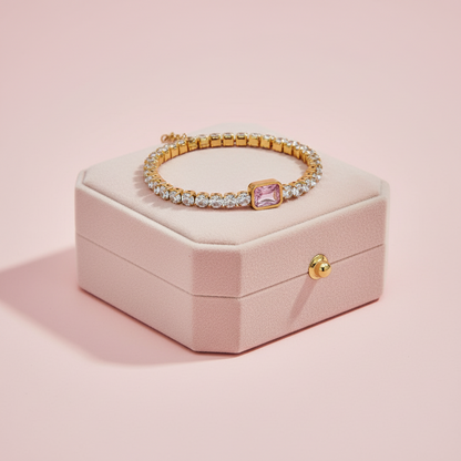 Pulseira com Zircônia Rosa
