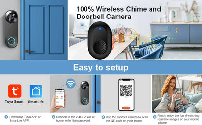 Campainha de Vídeo WiFi Inteligente 1080P Detecção de Movimento