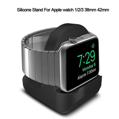 Suporte de Carga em Silicone para Apple Watch – Base Dock Compatível com Séries 1/2/3/4 (38mm, 40mm, 42mm, 44mm