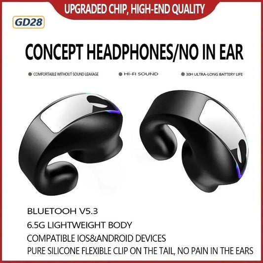 Fones de Ouvido  Condução Óssea Bluetooth com Microfone e Redução de Ruído