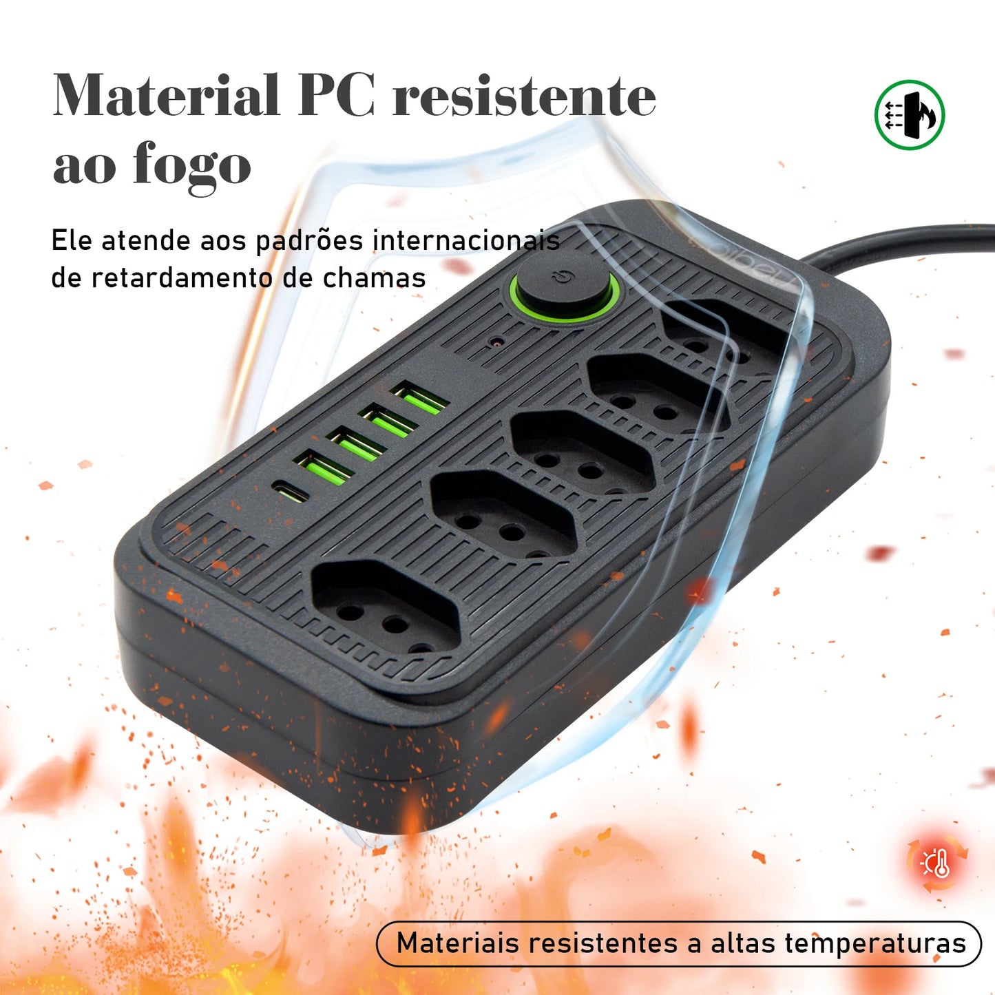 Régua Extensão de Tomadas e Porta USB