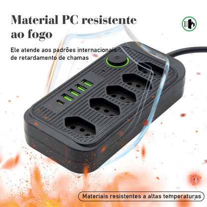 Régua Extensão de Tomadas e Porta USB