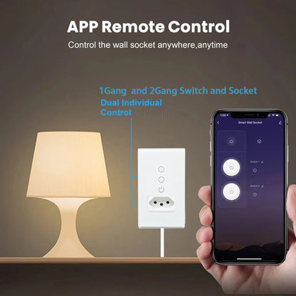 Interruptor e Tomada Inteligente Wi-Fi  Padrão Brasil, Painel de Vidro