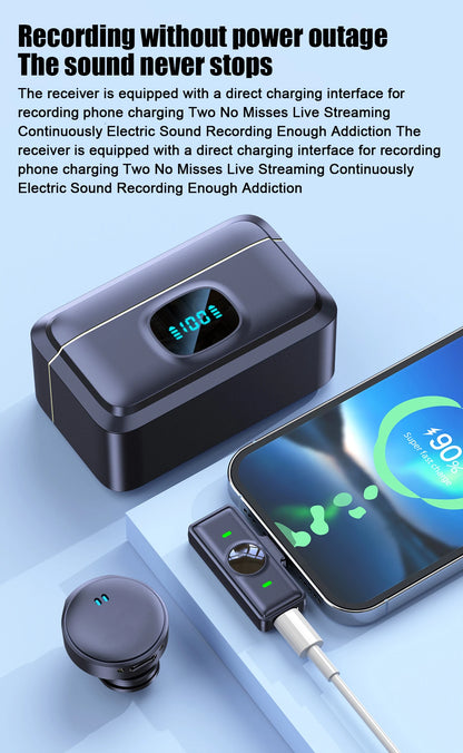 Microfone com Clip Magnético Sem Fio  – Plug and Play com Estojo de Carregamento