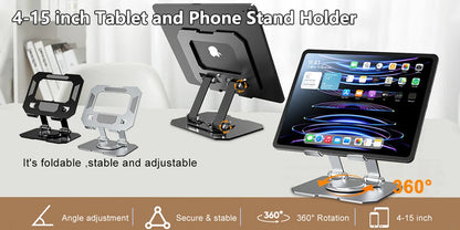 Suporte Giratório para Tablet e Celular – Compatível com Dispositivos de 4'' a 12.9'' | Ajustável com Braço Longo para Cama e Mesa