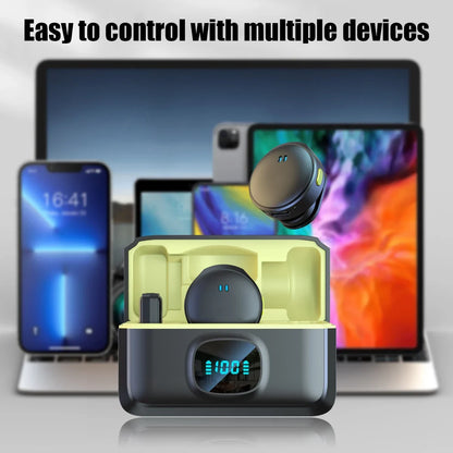Microfone com Clip Magnético Sem Fio  – Plug and Play com Estojo de Carregamento