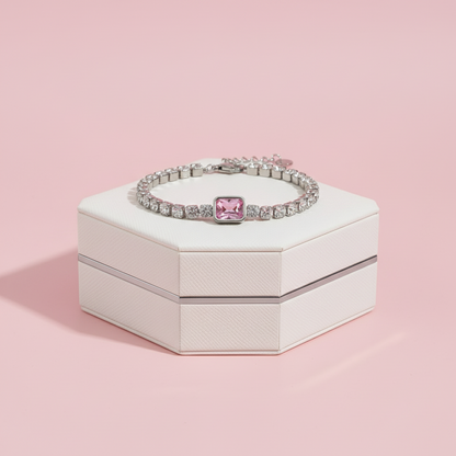 Pulseira com Zircônia Rosa