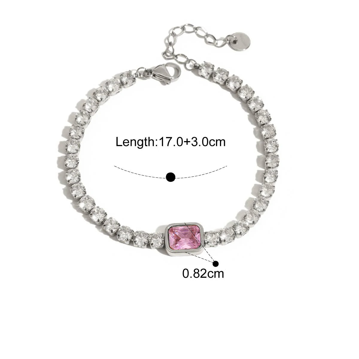 Pulseira com Zircônia Rosa