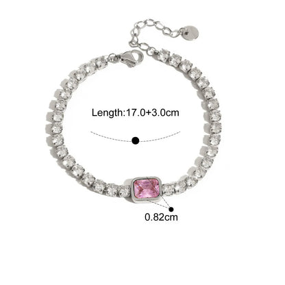 Pulseira com Zircônia Rosa