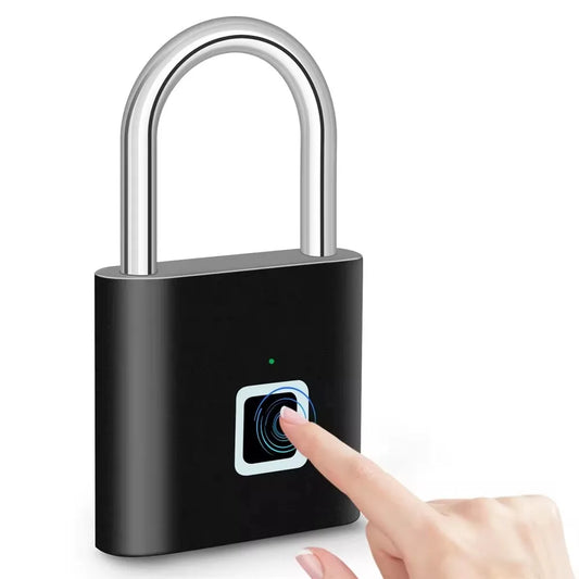 Cadeado Inteligente Biométrico – Desbloqueio por Impressão Digital, USB Recarregável, à Prova d’Água, Portátil e Antirroubo