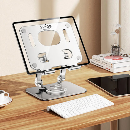Suporte para Tablet com Rotação 360° – Ajustável, Dobrável e de Alumínio, Compatível com iPad Pro, Air, Mini e Smartphones