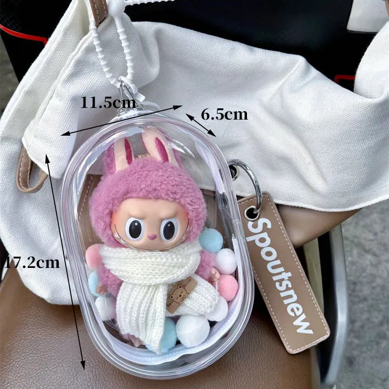 Bolsa Protetora de Vinil para Boneco Labubu – Transparente, à Prova de Poeira