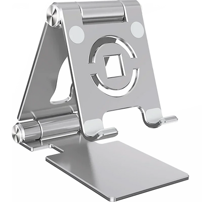 Suporte para Tablet com Rotação 360° – Ajustável, Dobrável e de Alumínio, Compatível com iPad Pro, Air, Mini e Smartphones